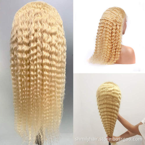 Shmily Wholesale European 40 Inch Wig Human Hair Lace Front Natural Wigs HD Cuticle Aligned Deep Wave Frontal Wig